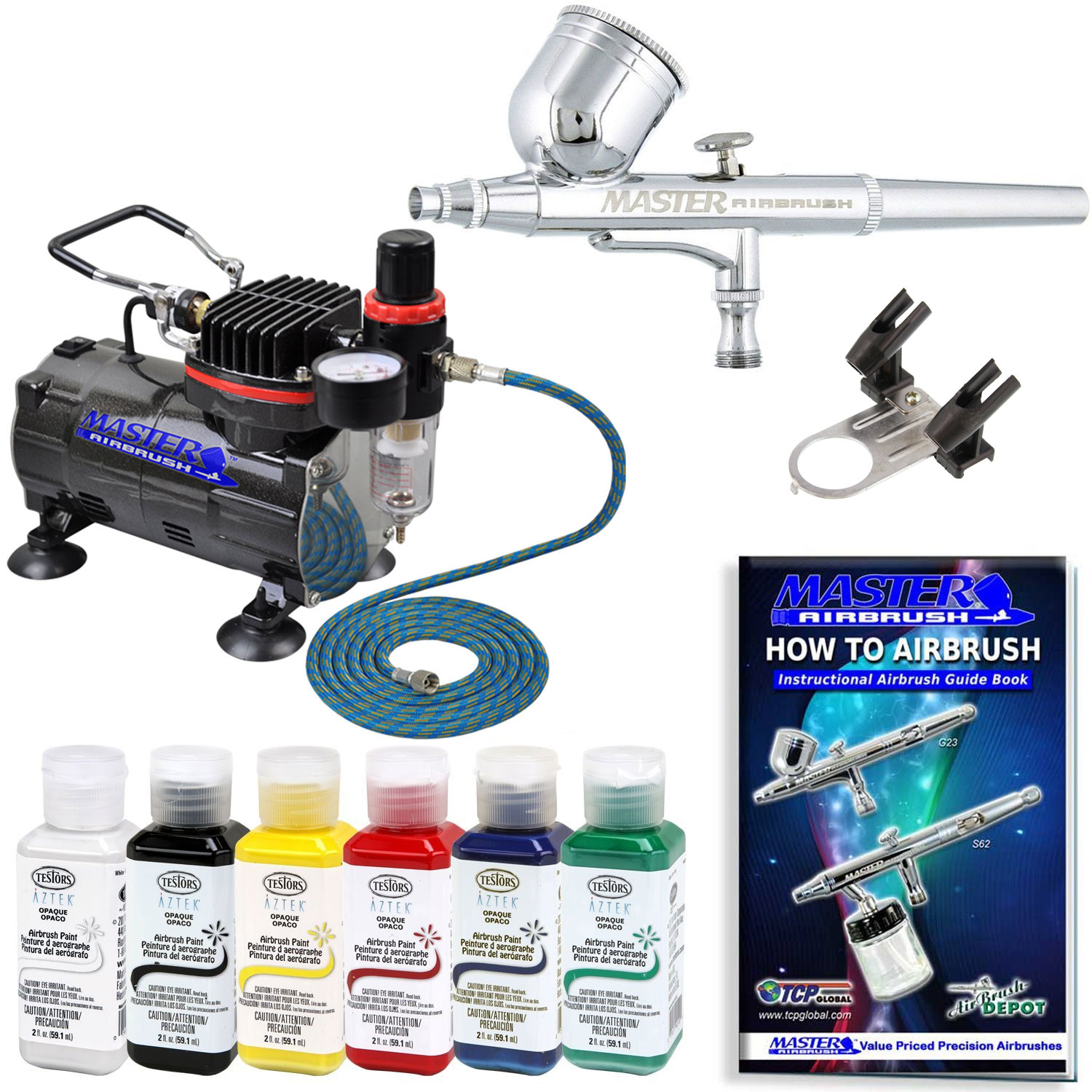 MASTER AIRBRUSH Gravity DualAction KIT SET Air Compressor Testors