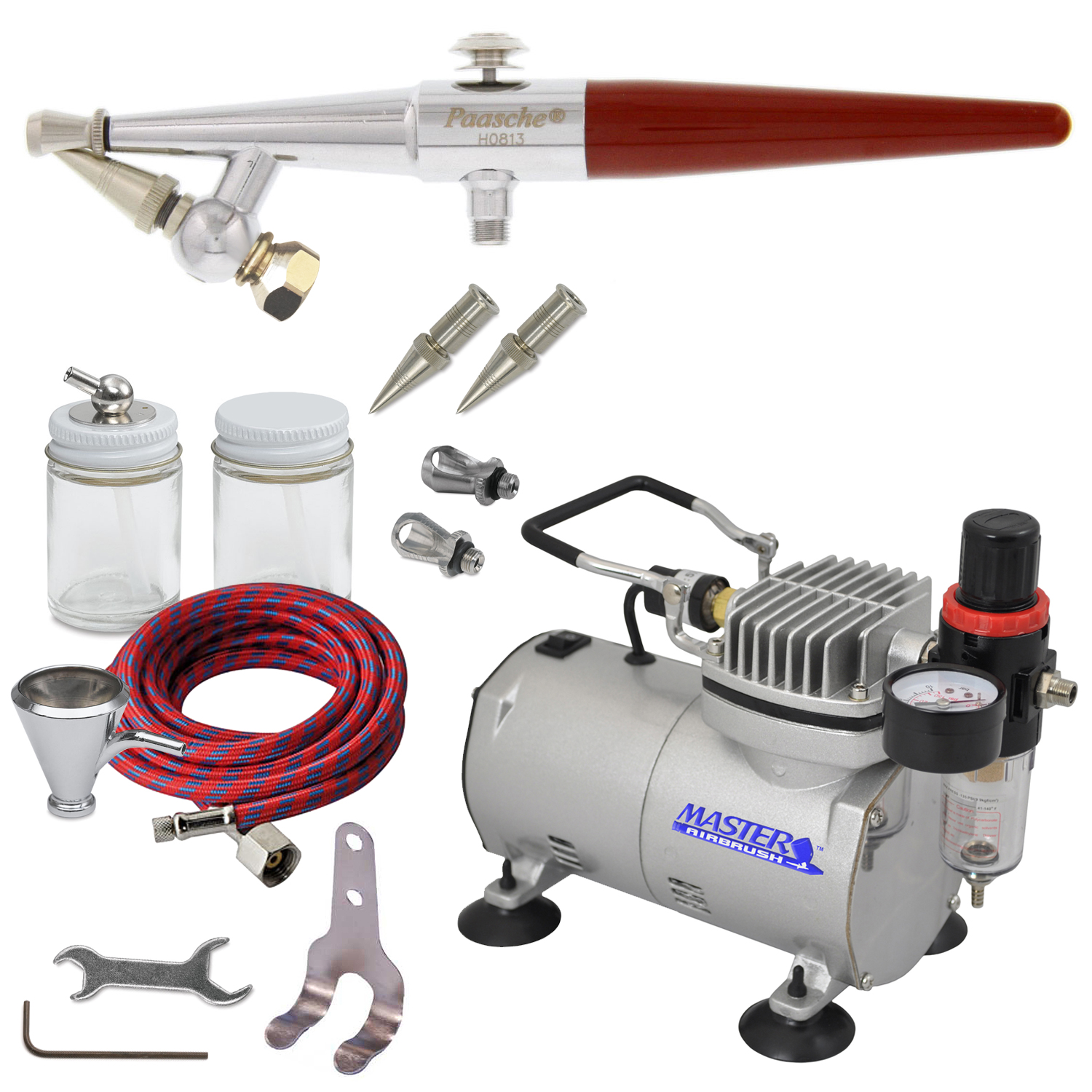 PAASCHE HS SingleAction AIRBRUSH SET w/AIR COMPRESSOR