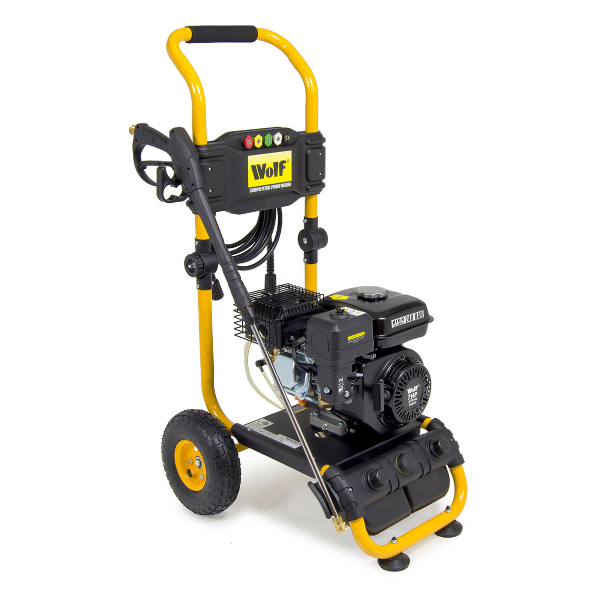 Wolf Petrol Pressure Washer 3500psi 240bar 7HP Petrol Driven Jet Power