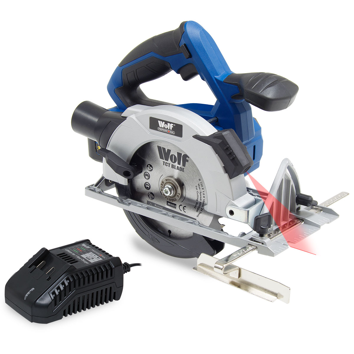 Wolf Pro 20v Cordless Circular Saw with Laser LiIon 3.0Ah Battery