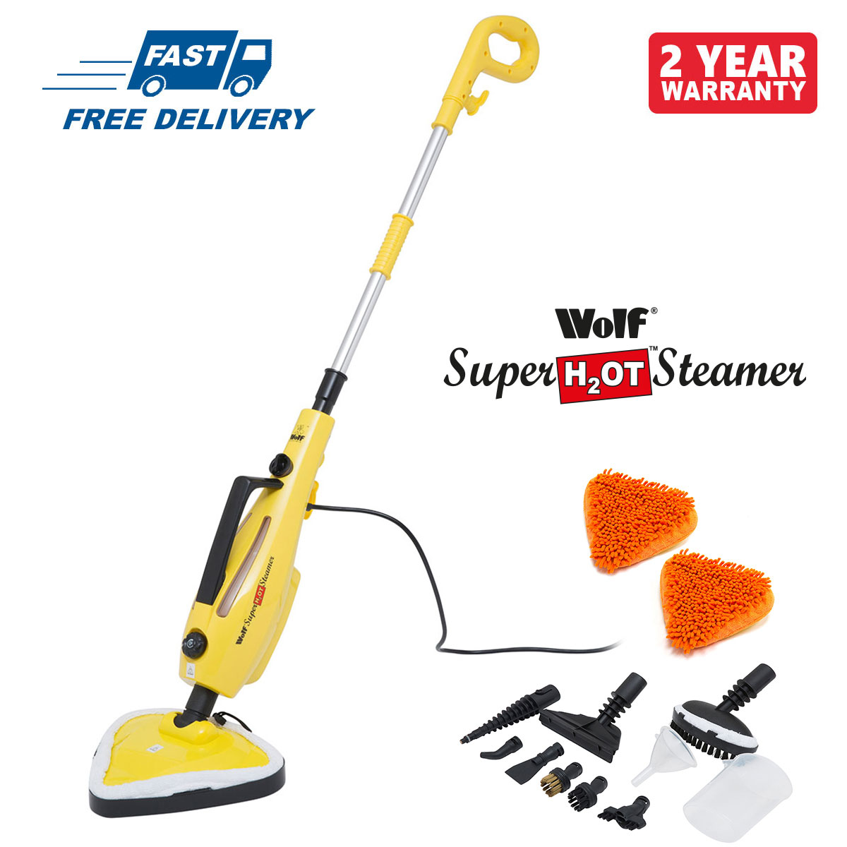 Wolf 1500w 10in1 Steamer Hand Held / Floor Carpet Steam Cleaner + Coral Cloths 5056109029805 eBay