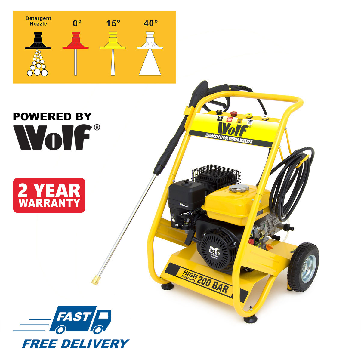 Petrol Pressure Washer 3000psi 200bar 6.5HP Petrol Driven Jet Power Washer 5060367471535 eBay