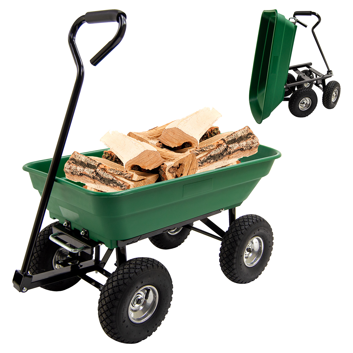 WOLF BMC 50L Tipper Truck 4 Wheel Trolley Garden Wheelbarrow Tipper