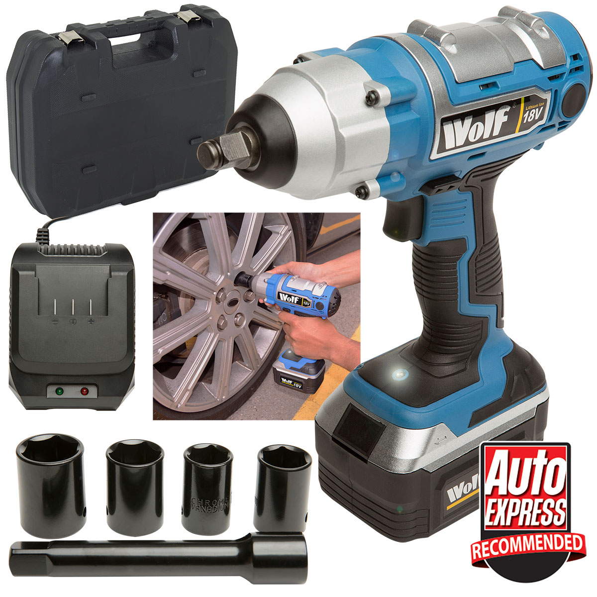 Wolf 18V LiIon Cordless 380NM Impact Wrench with 3.0Ah Battery & 1/2