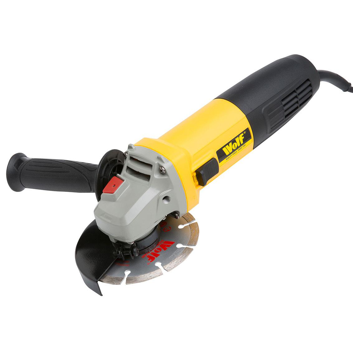Wolf 850w Angle Grinder with 115mm (4.5") Diamond Tip Cutting Grinding