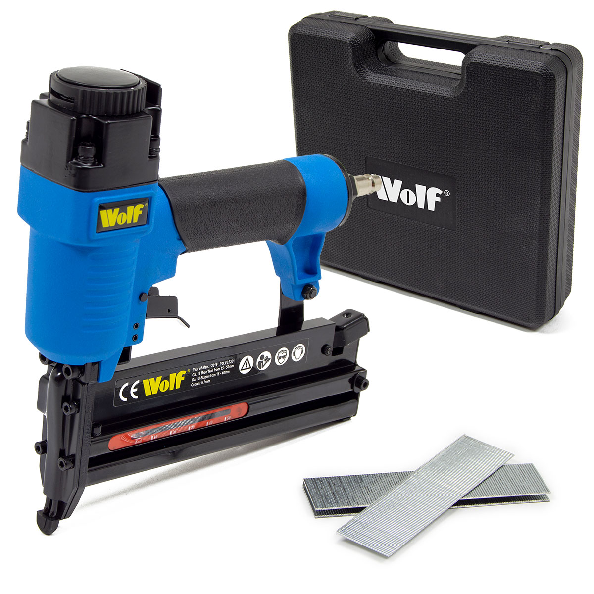 Wolf Air Nail Gun, Stapler/Nailer 2 in 1 Up 50mm Nails & Up to 40mm