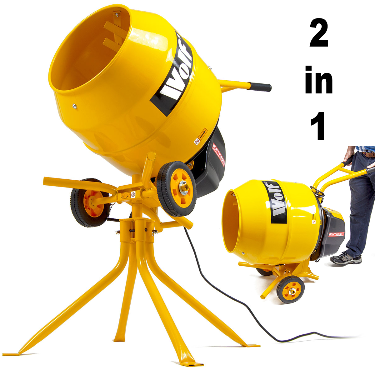 Wolf Electric Cement Mixer Portable Mortar Plaster Concrete Belle Drum
