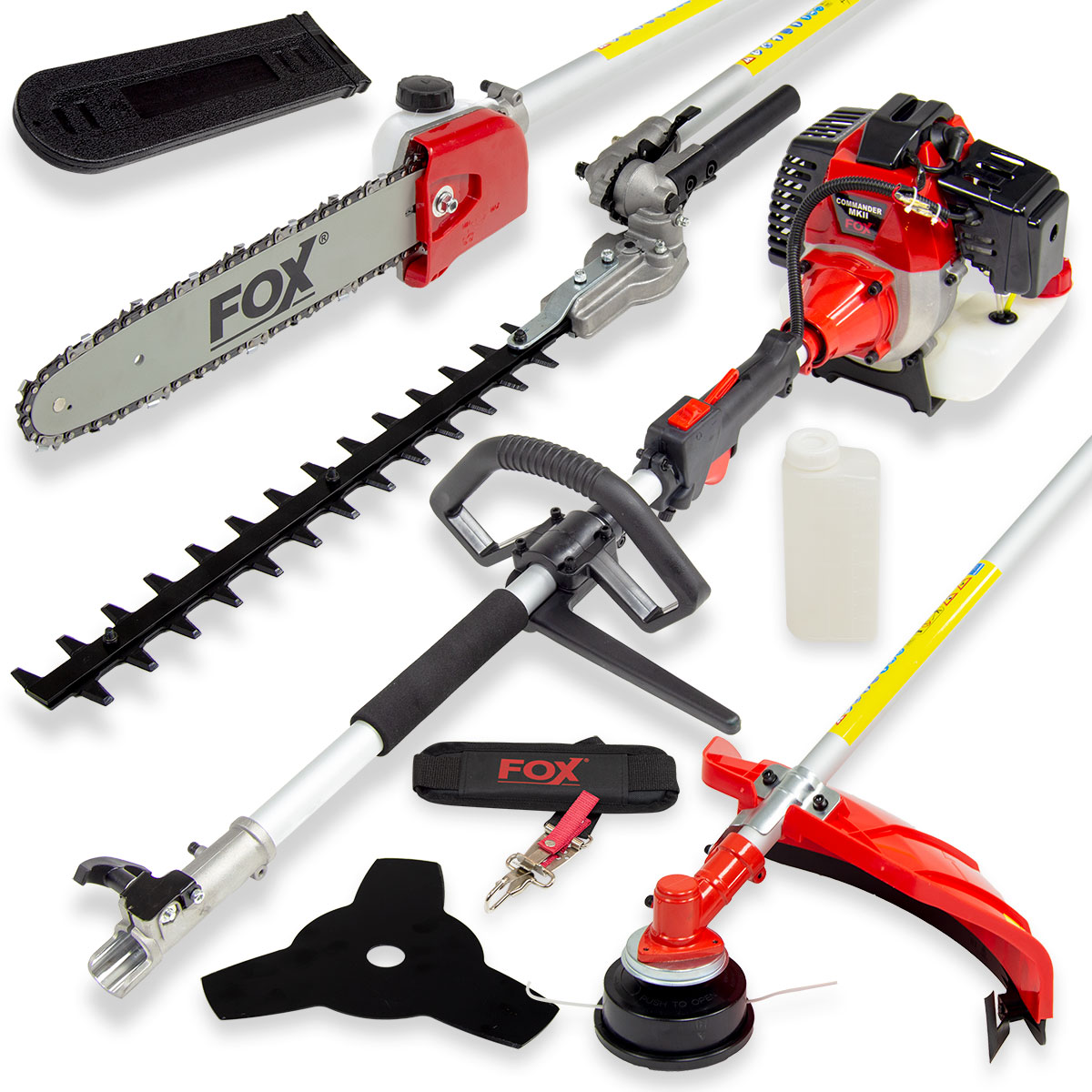 FOX 4 in 1 Garden Multi Tool Hedge Cutter Chainsaw Grass Trimmer & Brush Cutter 5056109043238 eBay