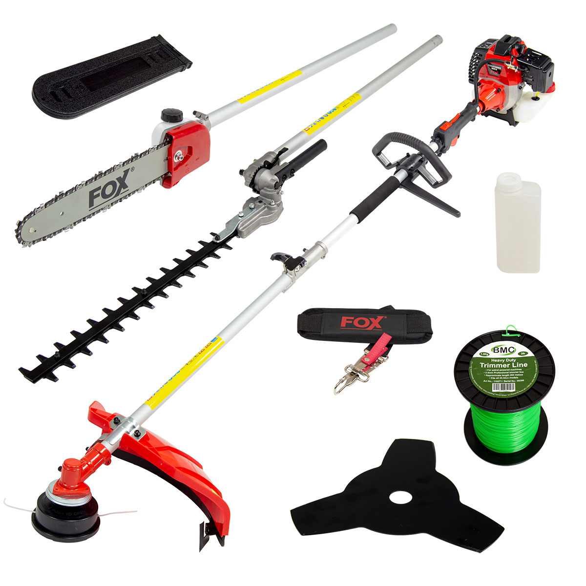 FOX 4 in 1 Garden Multi Tool Hedge Cutter Chainsaw Trimmer Cutter & 262m Spool 5056109045812 eBay
