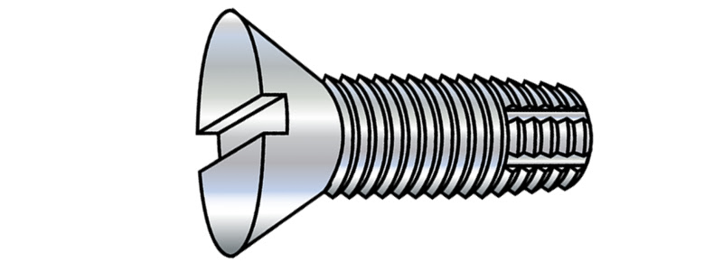 10-32 x 1/2" Type F Thread Cutting Screws / Slotted / Flat Head / Steel / Zinc