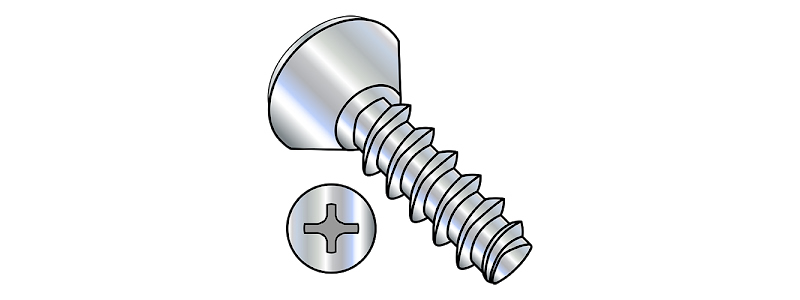 #8 x 3/8" Thread Forming Screws for Plastics (48-2) / Phillips / Oval Undercut Head / Steel / Zinc