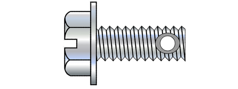 3/8-16 x 3 1/2" Machine Screws / Slotted / Hex Washer Head / Steel / Zinc / Drilled Hole