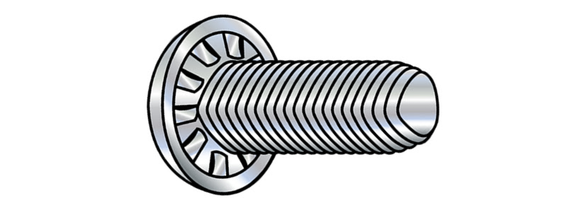 8-32 x 3/8" Trilobe Thread Forming SEMS Screws / Internal Tooth Washer / Phillips / Pan Head / Steel / Zinc