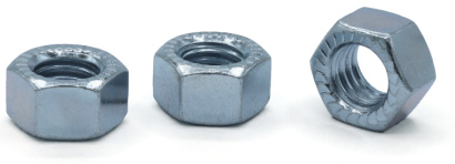 1/4-20 Double Serrated Hex Locknuts / Steel / Zinc