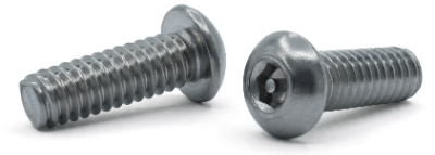 10-32 x 1" Security Machine Screws / Pin-In Hex Drive / Button Head / 18-8 Stainless Steel