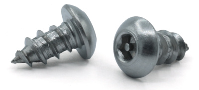 #12 x 1" Type A Self-Tapping Security Screws / Pin-In Hex Drive / Button Head / 18-8 Stainless Steel