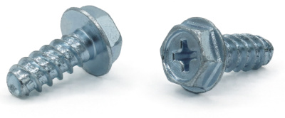 #6 x 1/2" Thread Forming Screws for Plastics (48-2) / Phillips / Hex Washer Head / Steel / Zinc