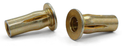 5/16-18 (Max Grip .280) Large Flange Blind Threaded Inserts / Pre-Bulbed / Steel / Zinc Yellow