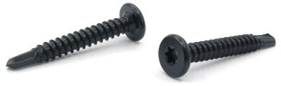 #14 x 1" Self-Drilling Screws / Six-Lobe (Torx®) / Pancake Head / Steel / Black Oxide
