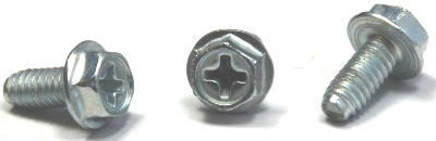 10-32 x 1/2" Trilobe Thread Forming Screws for Metal / Phillips / Hex Washer Head / Steel / Zinc
