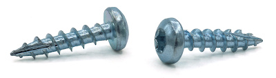 #8 x 1" Deep Thread Wood Screws / Six-Lobe (Torx®) / Pan Head / Type 17 Pt / Steel / Zinc