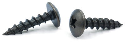 #8 x 3/4" Deep Thread Wood Screws / Phillips / Truss Head / Type 17 Pt / Steel / Antique Brass