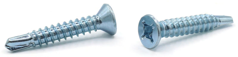 #8 x 1" Self-Drilling Screws / Combo (Square / Phillips) / Flat Head / Steel / Zinc