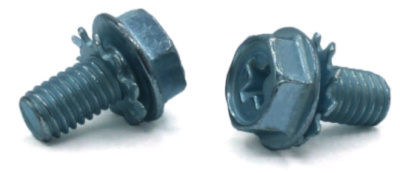 6-32 x 1/4" SEMS Screws / External Tooth Washer / Phillips / Hex Washer Head / Steel / Zinc