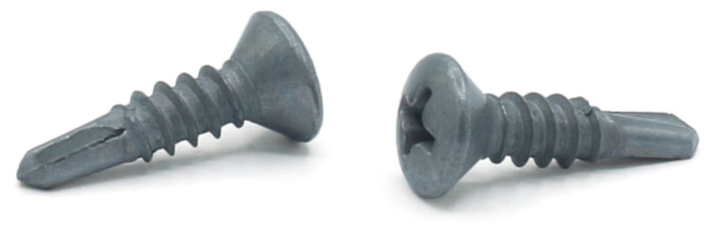 #10 x 1" Self-Drilling Screws / Phillips / Oval Head / Steel / High Corrosion Silver Zinc