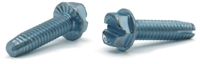 12-24 x 3/4" Type 1 Thread Cutting Screws / Slotted / Hex Washer Head / Steel / Zinc / Serrated