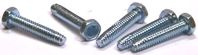 3/8-16 x 1" Type F Thread Cutting Screws / Unslotted / Hex Head / Steel / Zinc