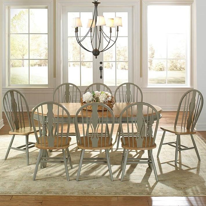 9 Piece Oval Table and Keyhole Chair Dining Set by AAmerica | Wolf ... 9 Piece Oval Table and Keyhole Chair Dining Set by AAmerica | Wolf ...