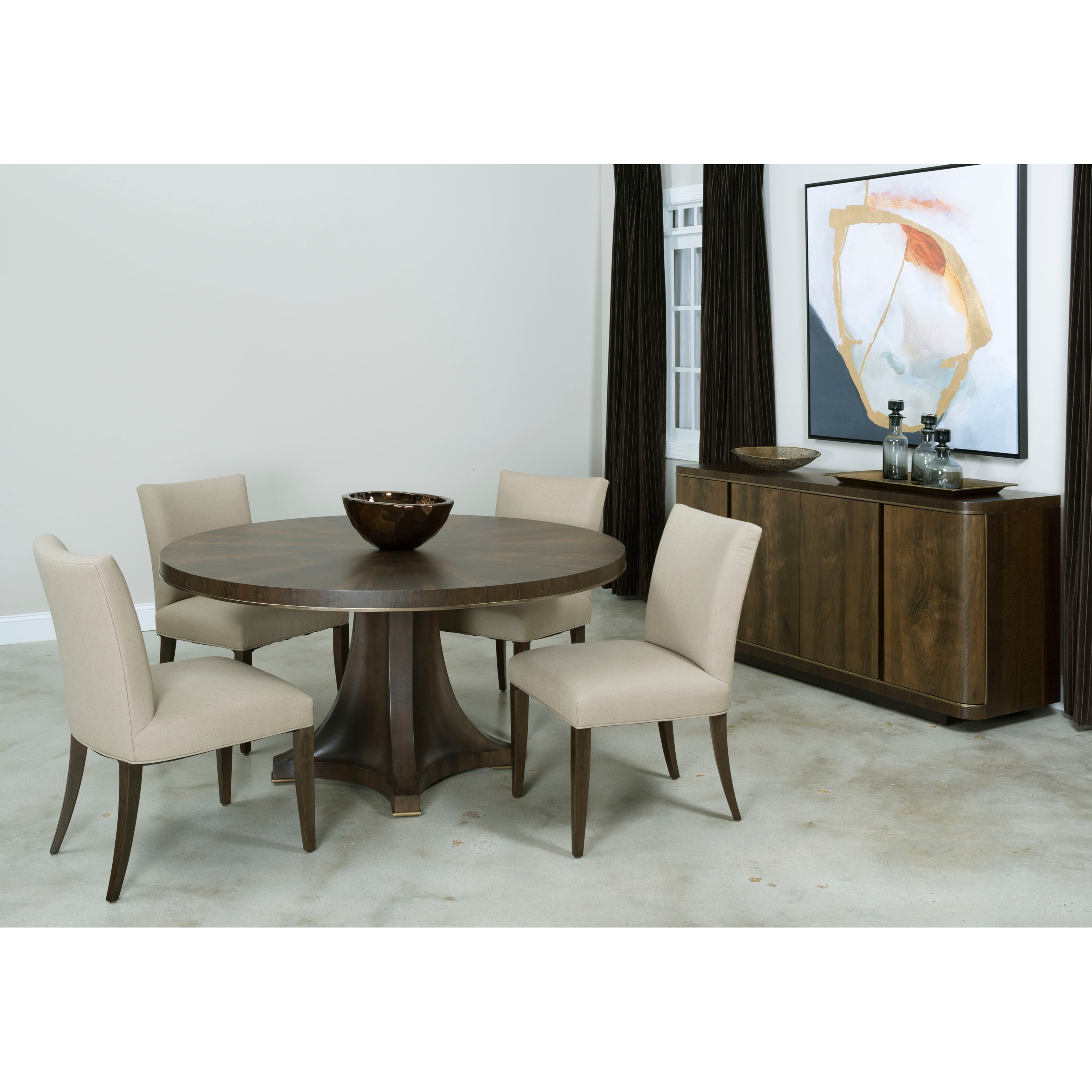 camby round pedestal dining tableamerican drew | wolf and camby round pedestal dining tableamerican drew | wolf and