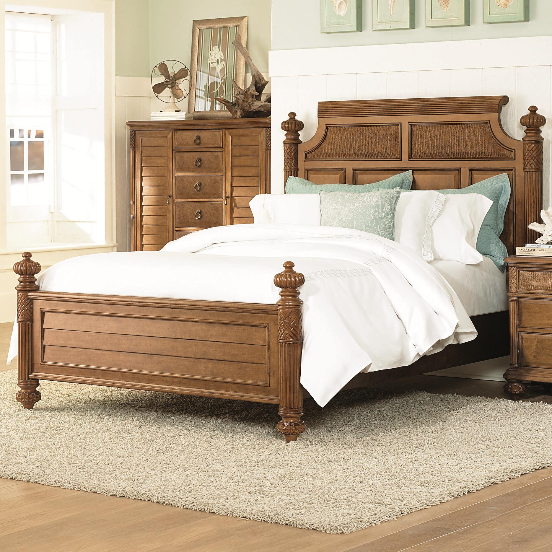 Queen Size Island Headboard & Footboard Bed with Woven Panels 
