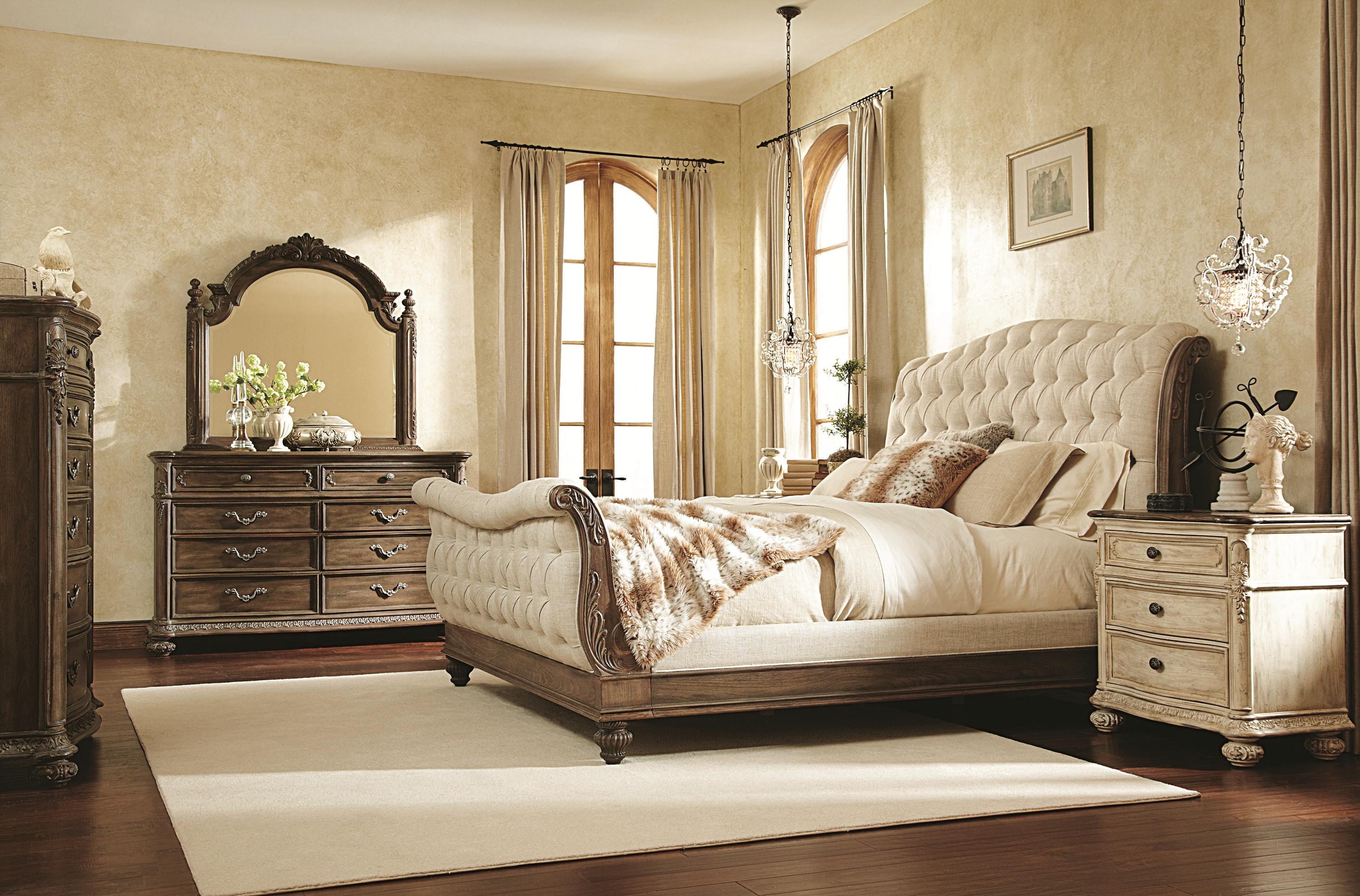 Queen Sleigh Bed With Linen Tufted Headboard And Footboard By Queen Sleigh Bed With Linen Tufted Headboard And Footboard By