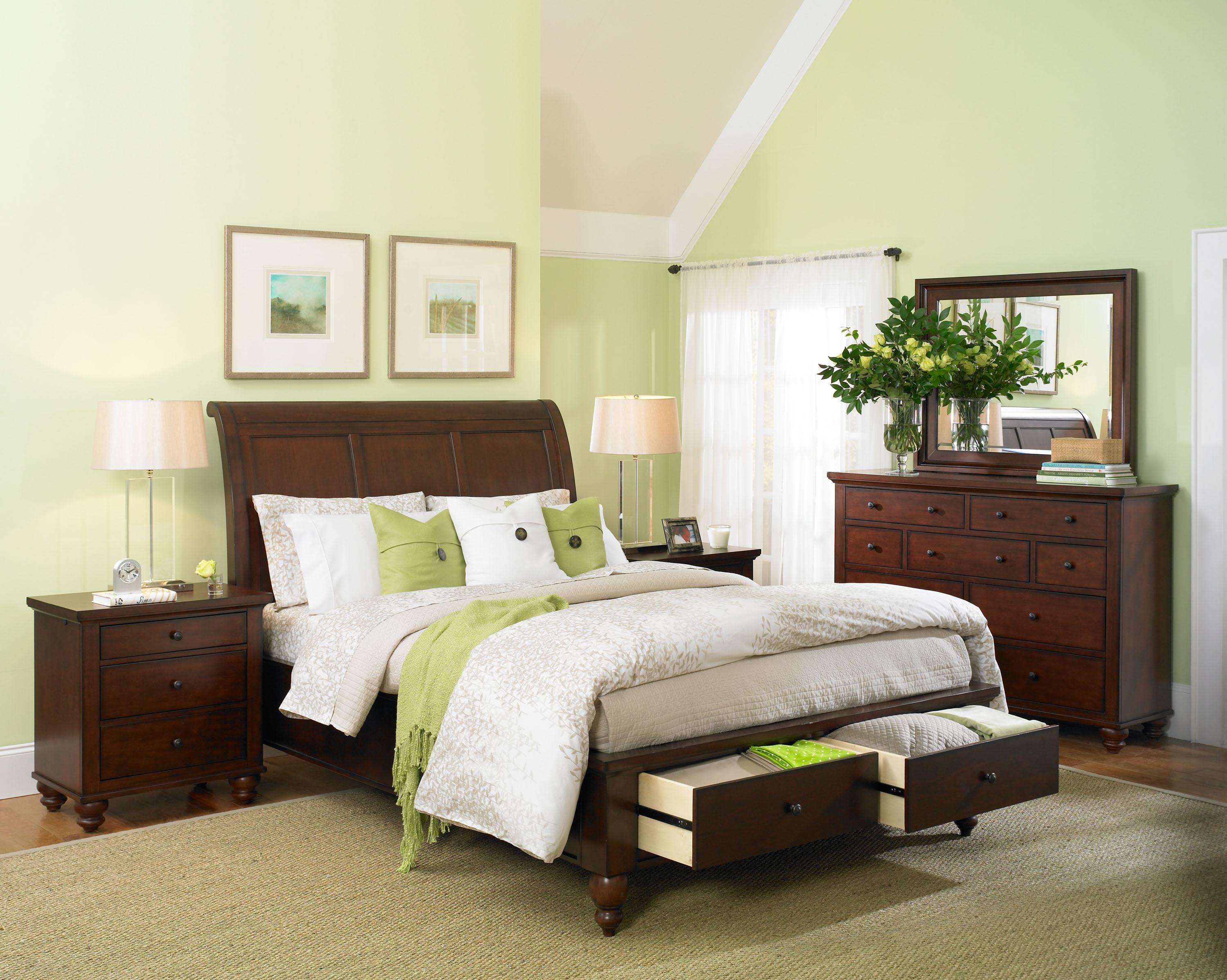 Queen-Size bed with Sleigh Headboard & Drawer Storage Footboard by Queen-Size bed with Sleigh Headboard & Drawer Storage Footboard by