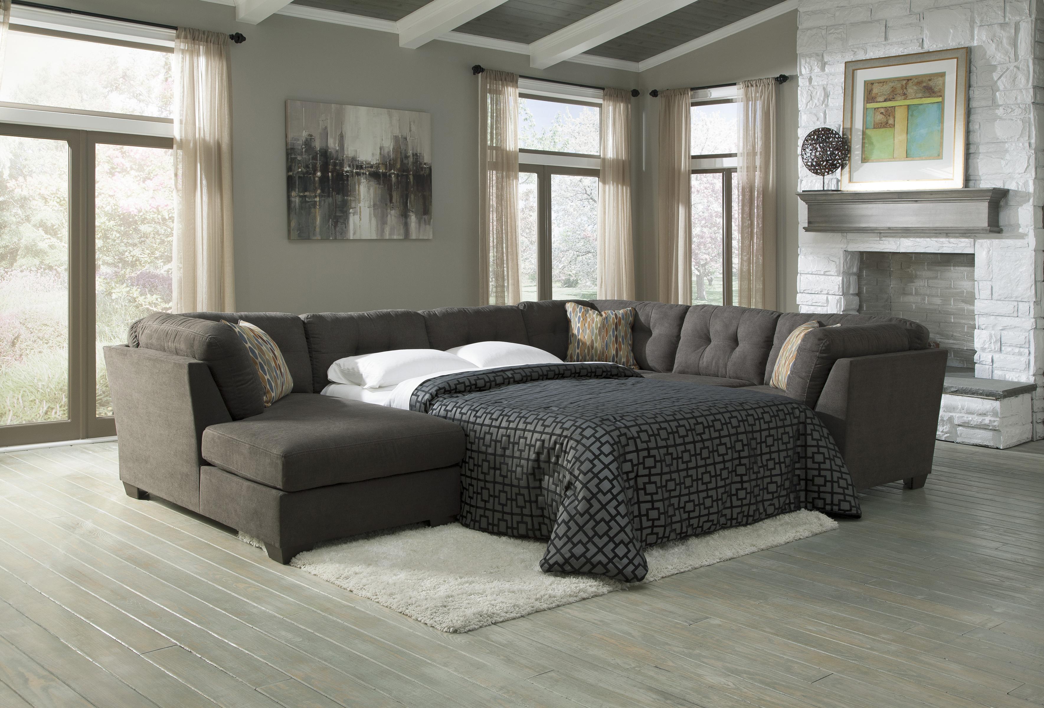 3 Piece Modular Sectional w Armless Sleeper & Left Chaise by