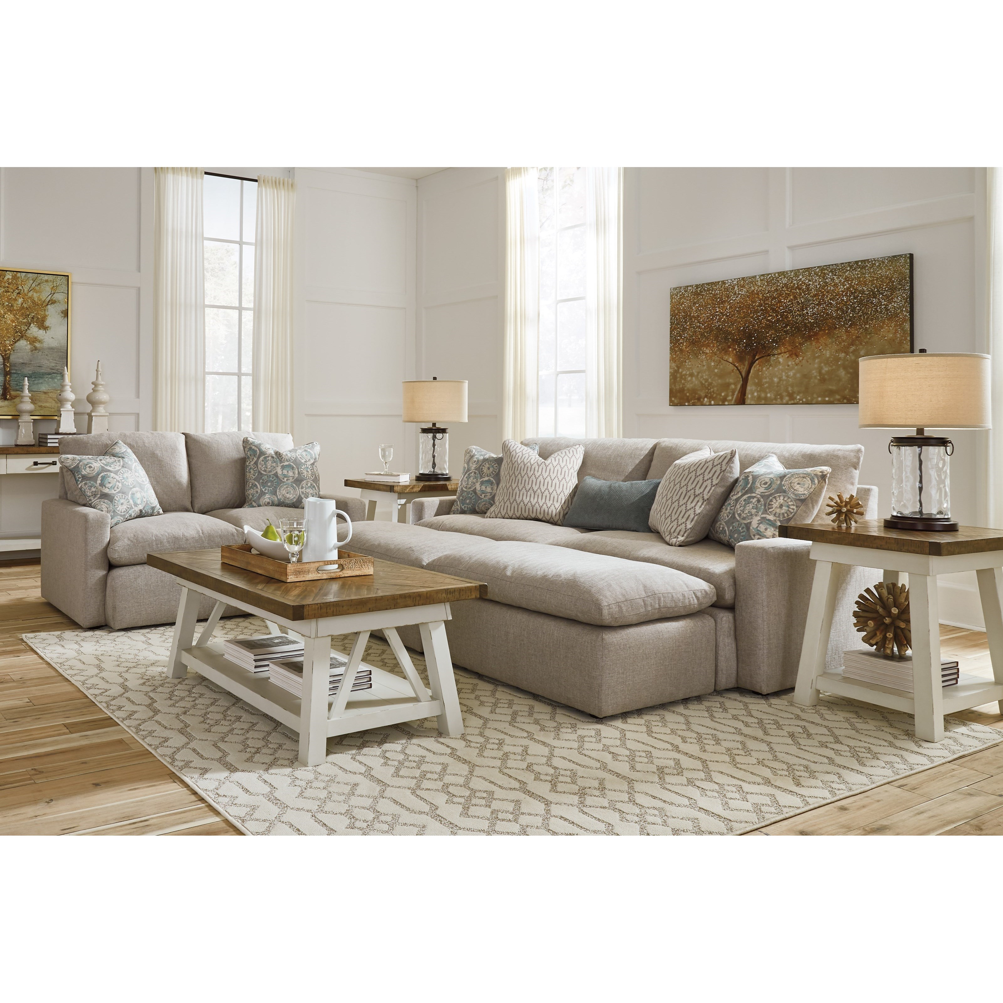 Pit sectional sofa with 2 accent ottomans