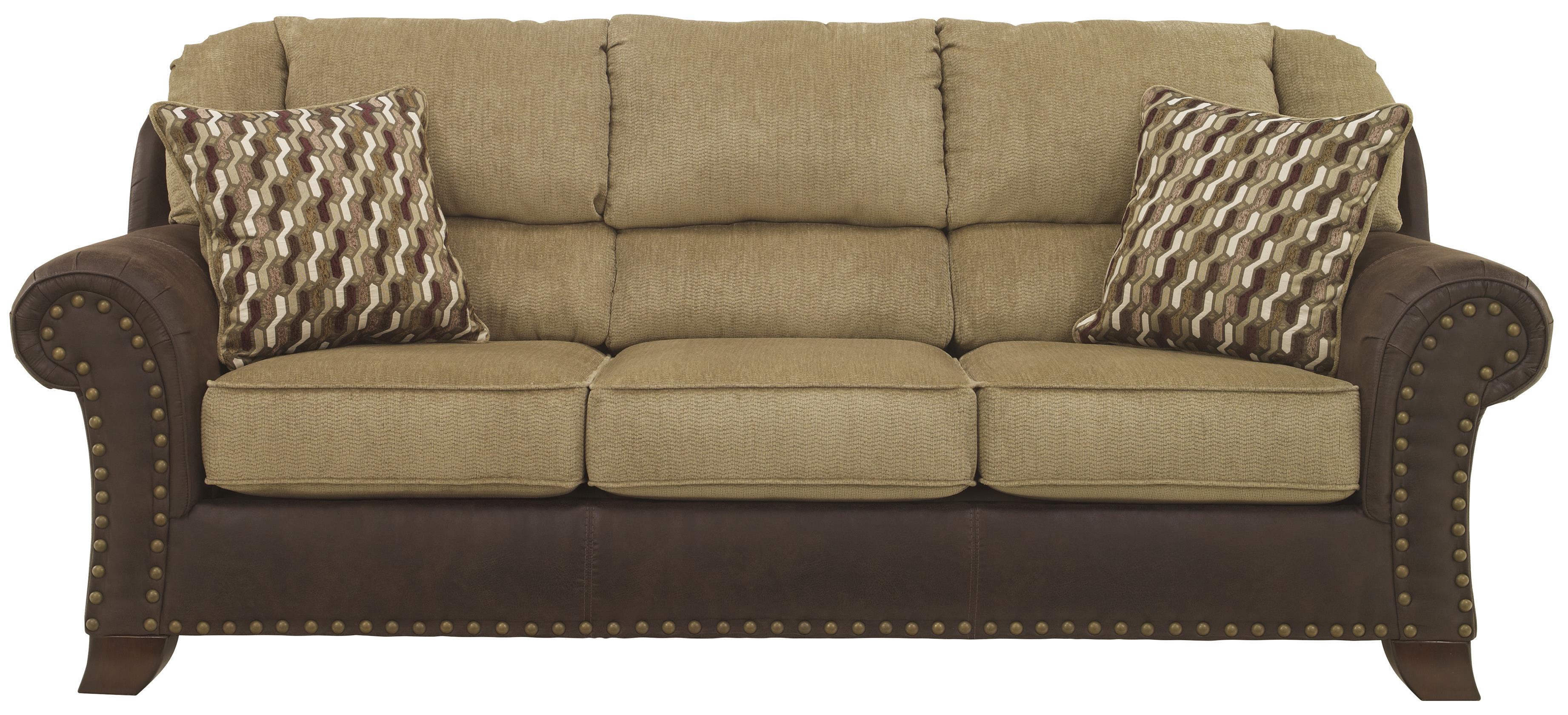 Two Tone Sofa with Chenille Fabric Faux Leather Upholstery by