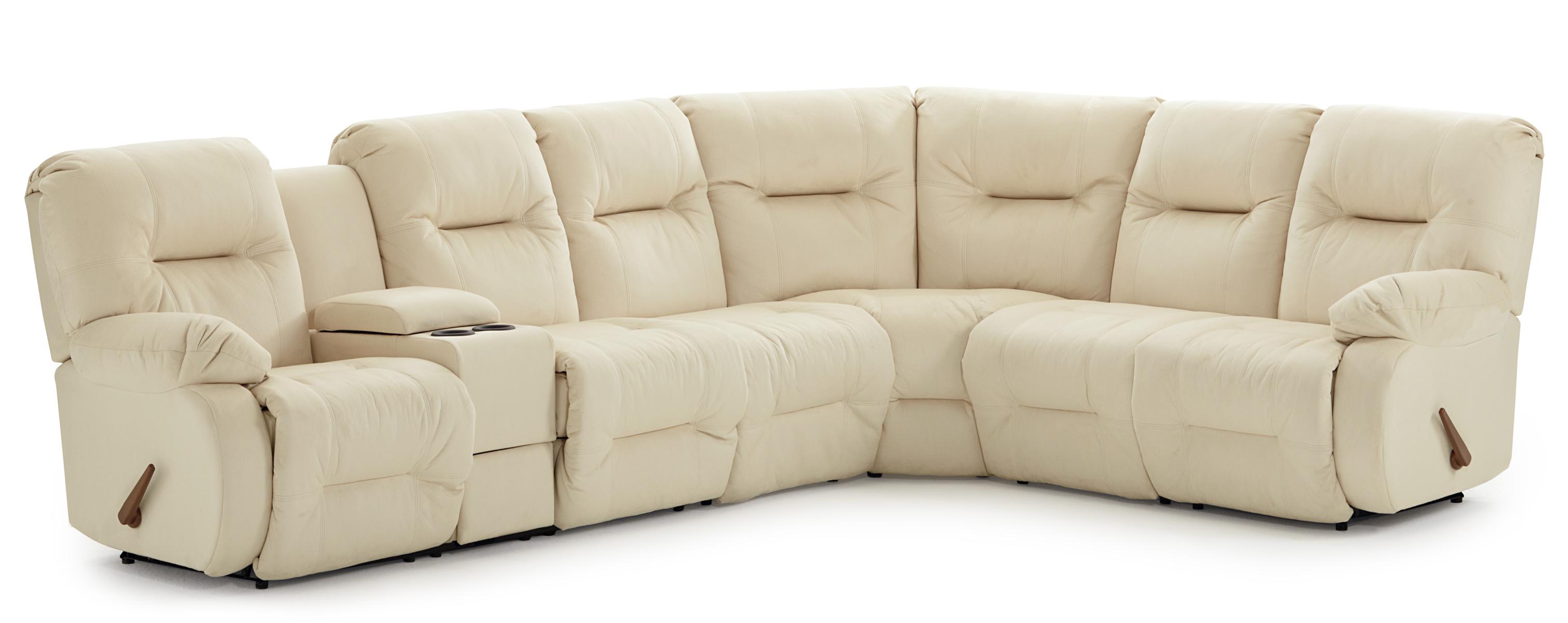 Casual Reclining Sectional Sofa With Storage Console And Cupholders Casual Reclining Sectional Sofa With Storage Console And Cupholders