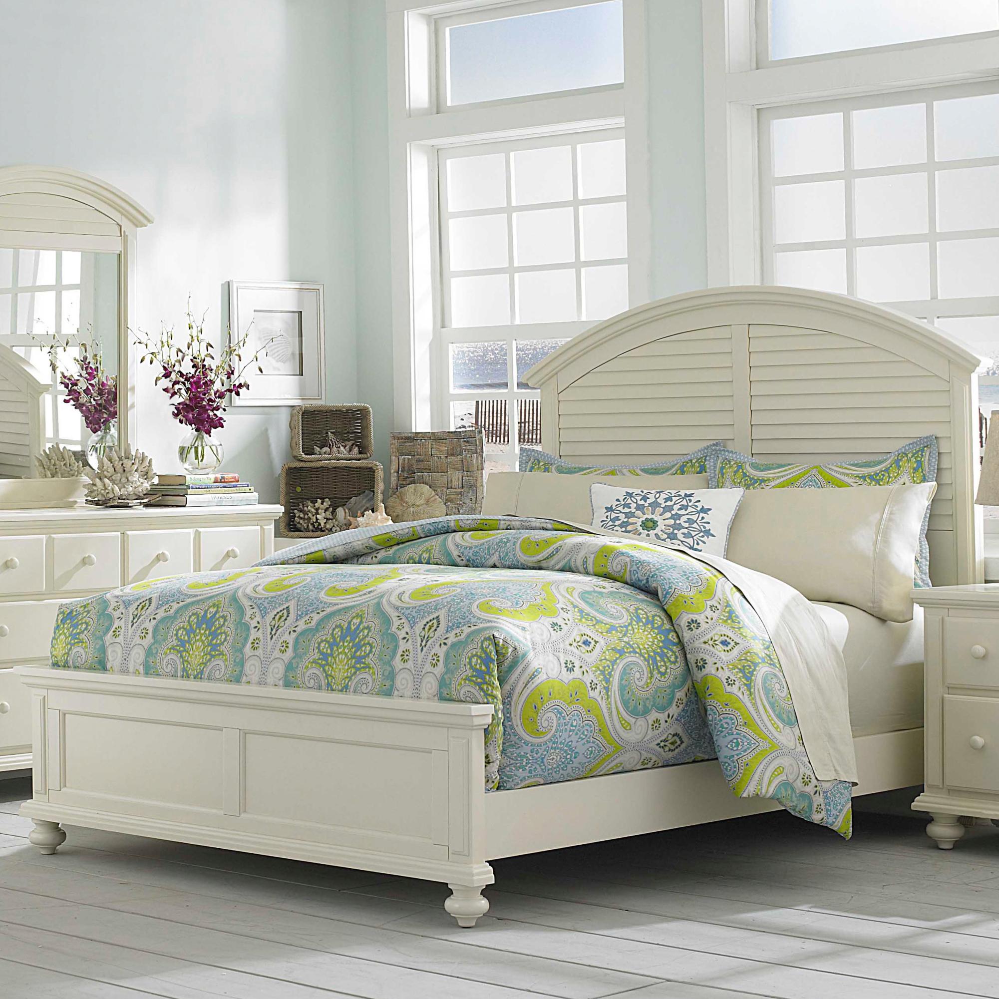 California King Panel Bed with Arched Louvered Headboard by 