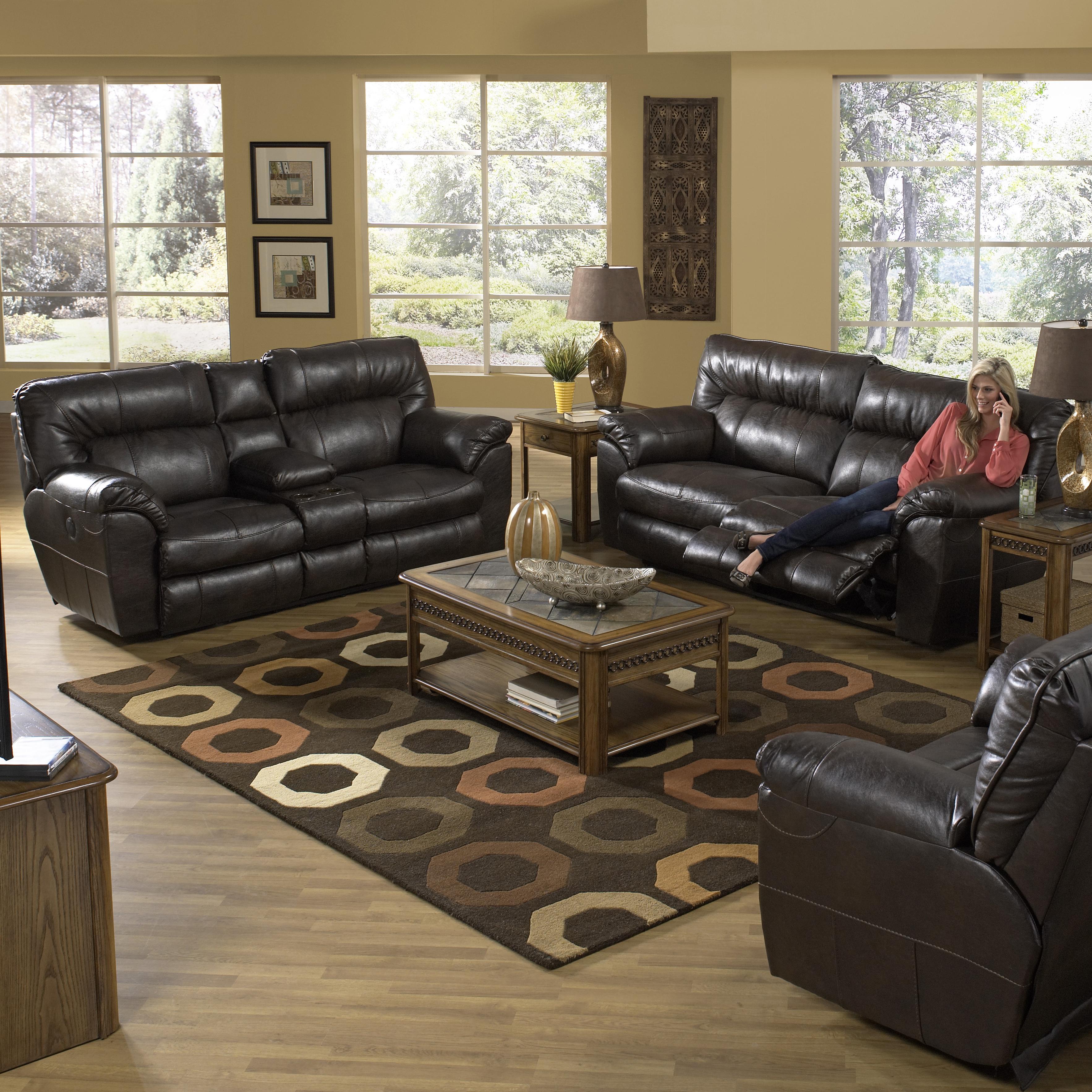 Faux Leather Extra Wide Reclining Sofa by Catnapper