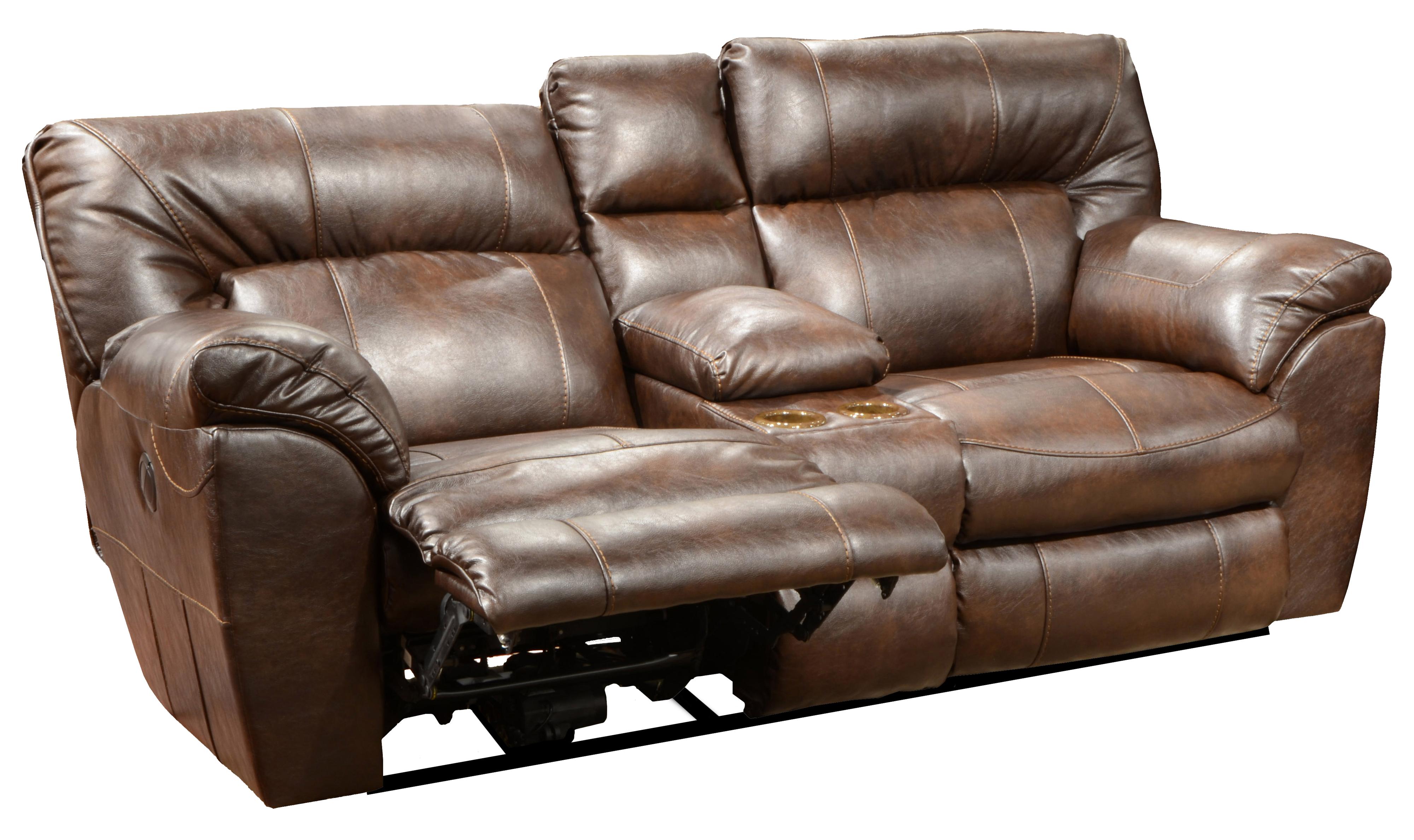 Extra wide reclining console loveseat