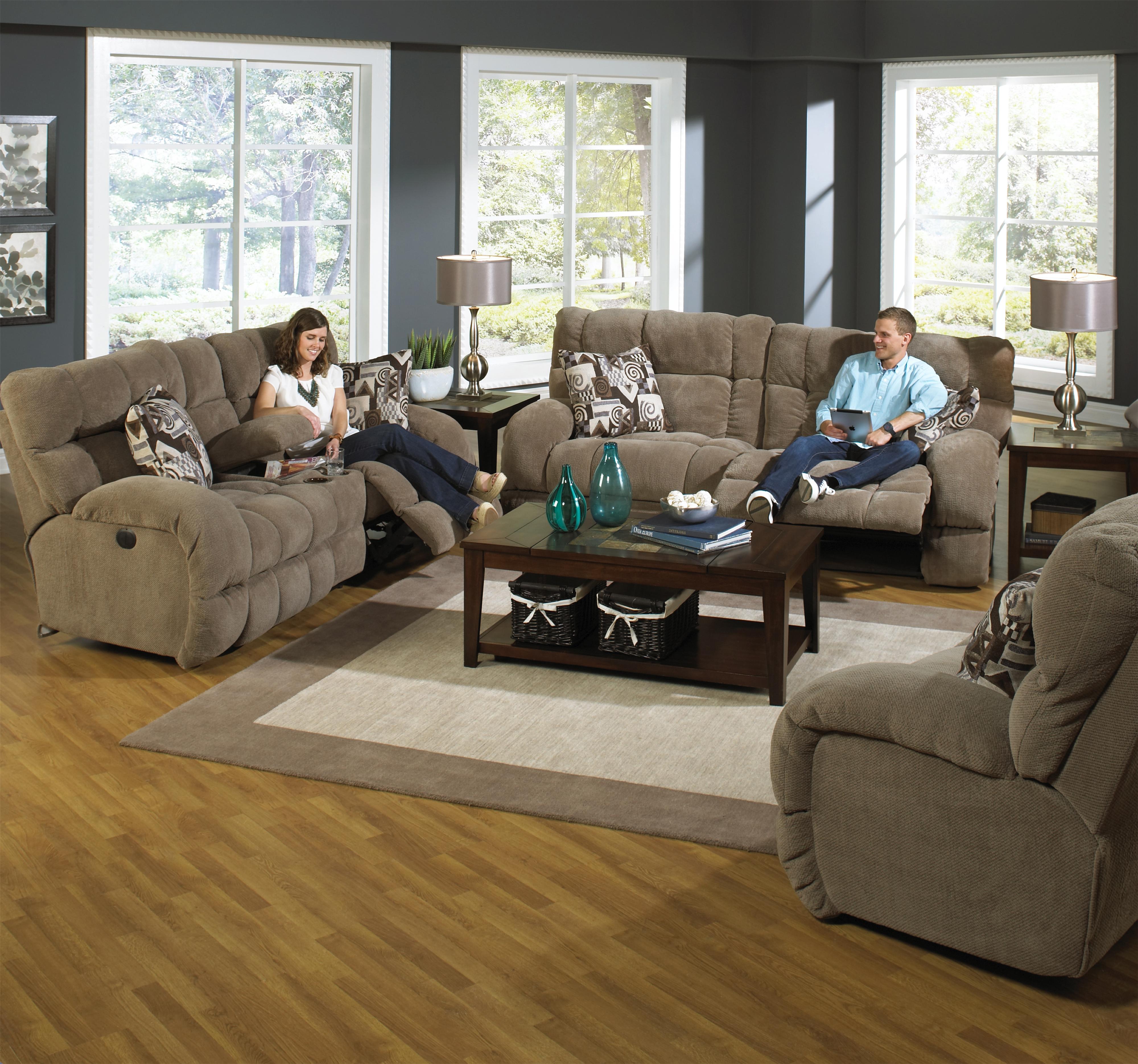 Power Lay Flat Reclining Sofa with Wide Seats by Catnapper