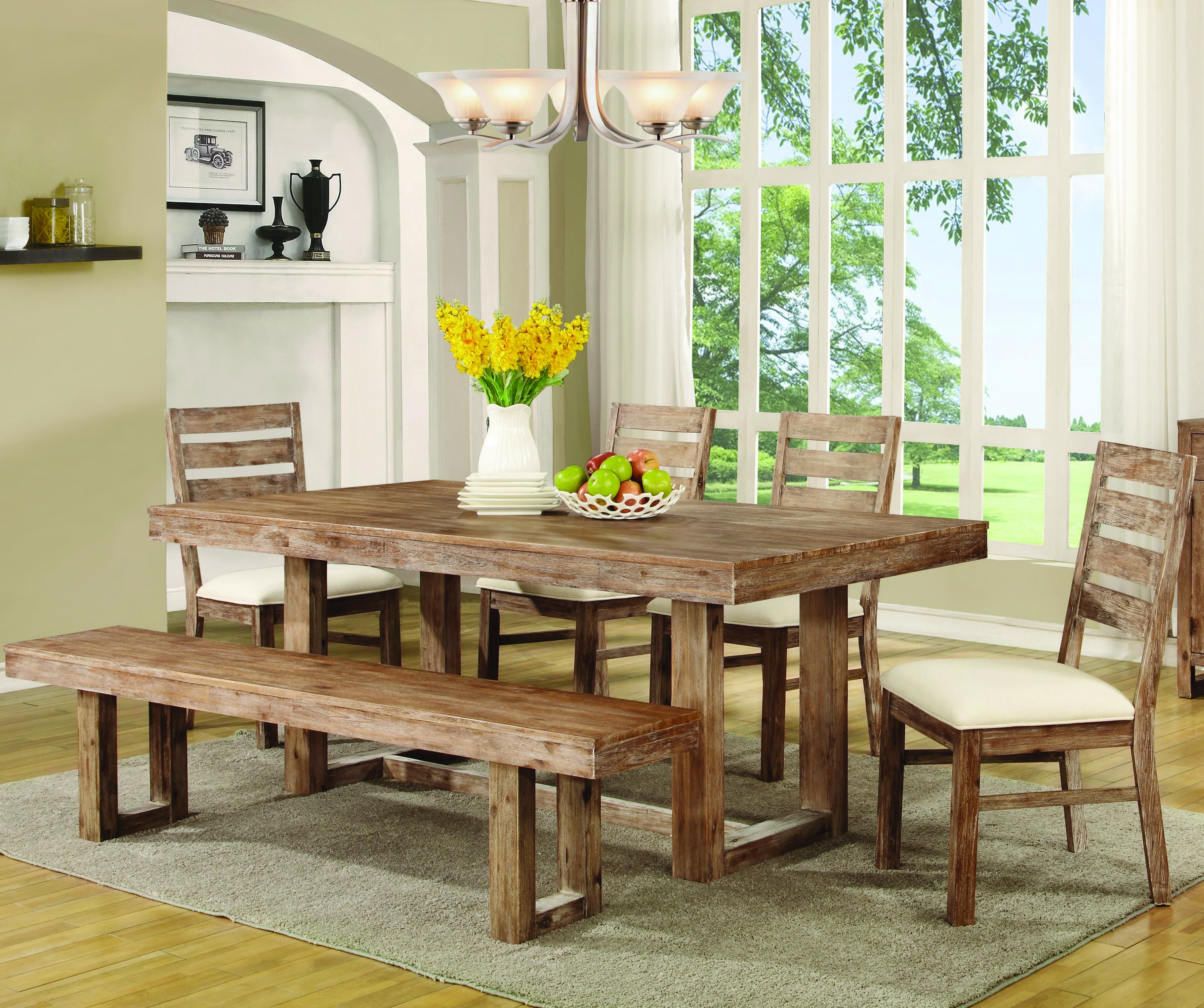 Rustic Table and Chair Set with Dining Bench by Coaster | Wolf and ... Rustic Table and Chair Set with Dining Bench by Coaster | Wolf and ...