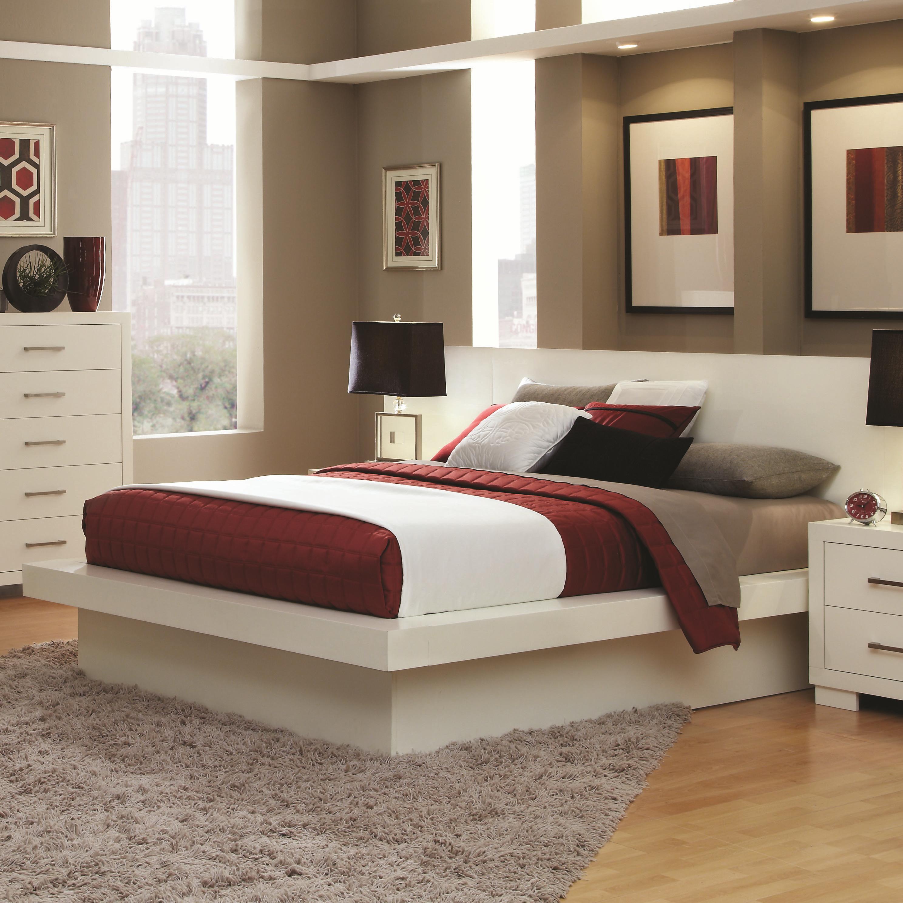 Queen Platform Bed with Rail Seating and Lights by Coaster Wolf Queen Platform Bed with Rail Seating and Lights by Coaster Wolf