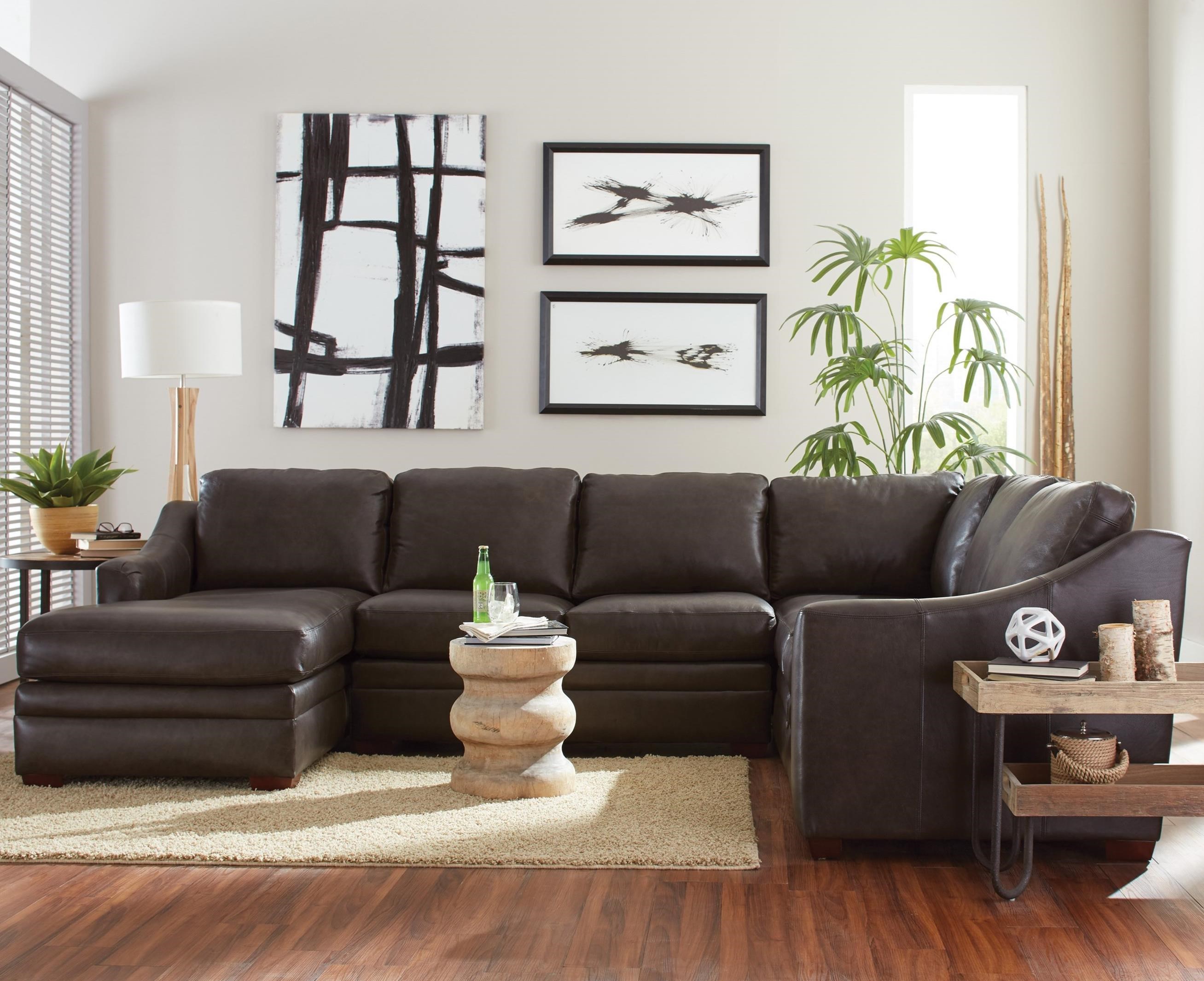 Customizable 3 Piece Leather Sectional Sofa With 1 Power