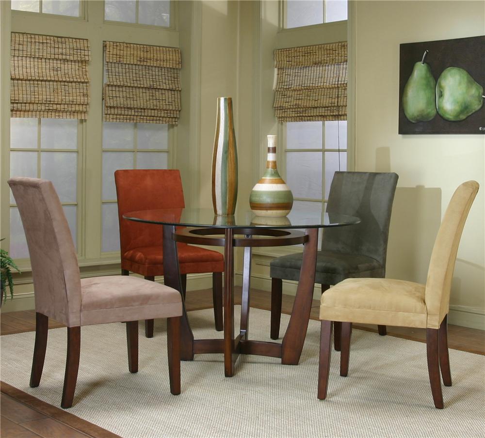 round dining table and micro suede chairs by cramco inc wolf and