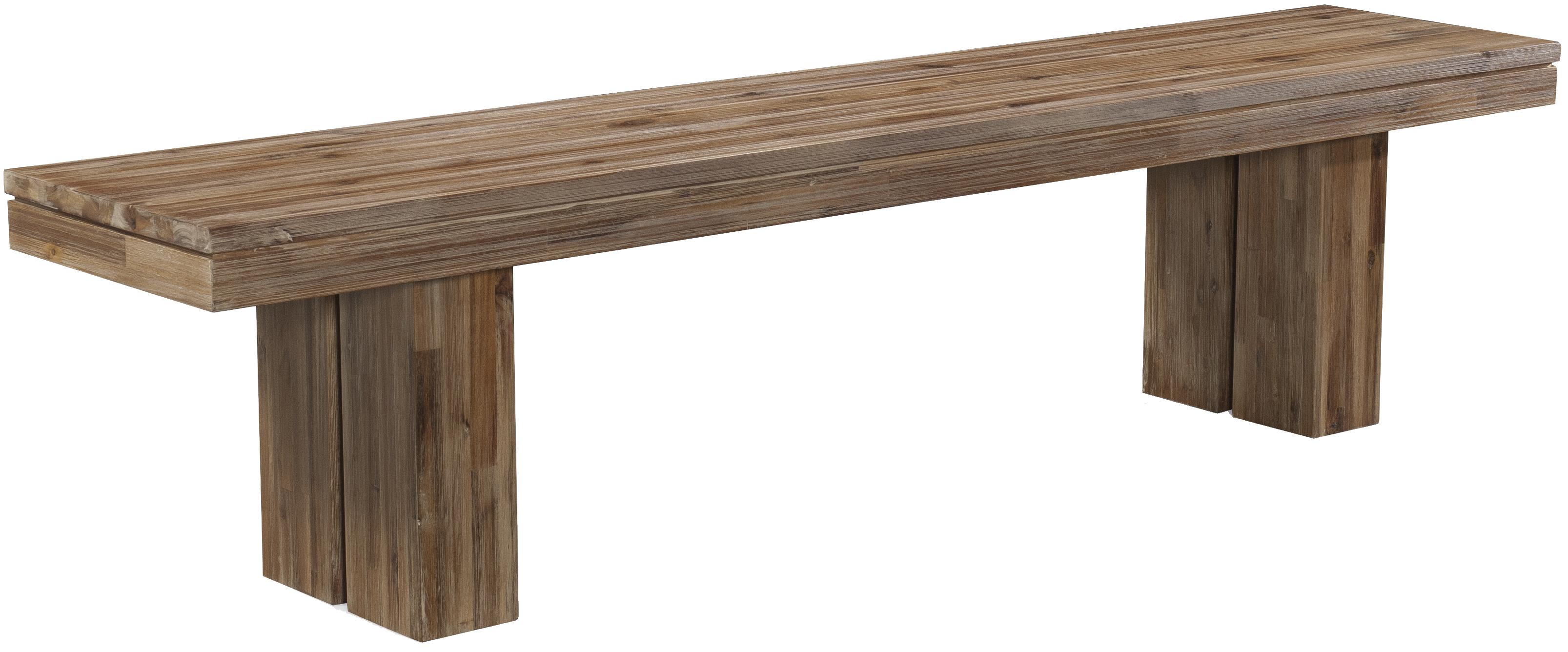 Modern Rustic Wood Furniture acacia wood modern-rustic dining bench with rectangular leg base Modern Rustic Wood Furniture acacia wood modern-rustic dining bench with rectangular leg base