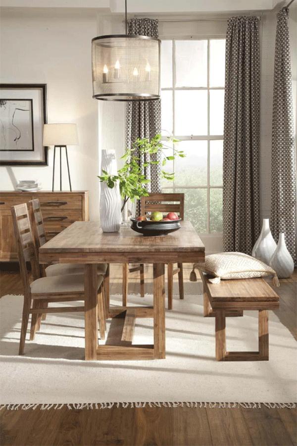 Modern Rustic Dining Room Sets acacia wood modern-rustic dining bench with rectangular leg base Modern Rustic Dining Room Sets acacia wood modern-rustic dining bench with rectangular leg base